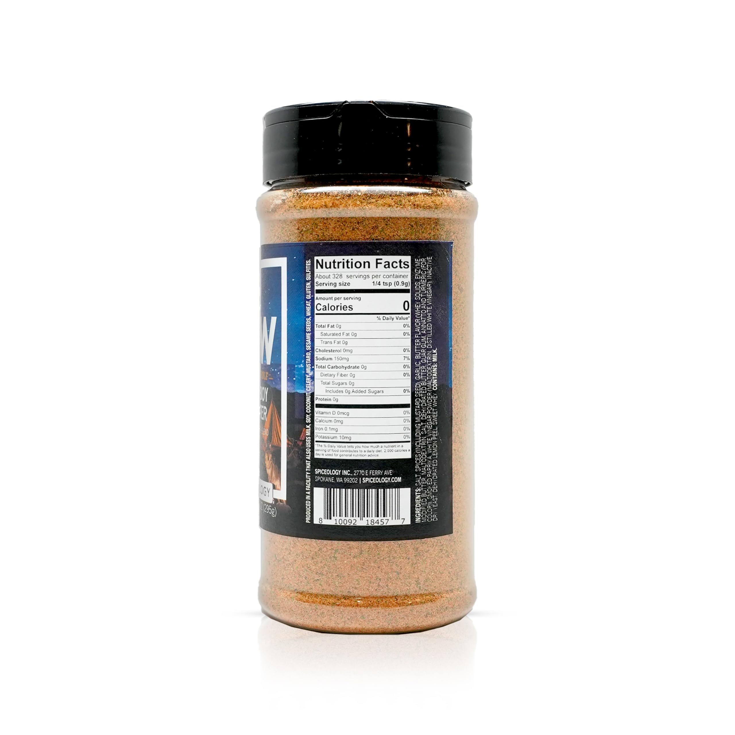 Spiceology jar open with spoonful of Cowboy Butter seasoning, ready to use benefit