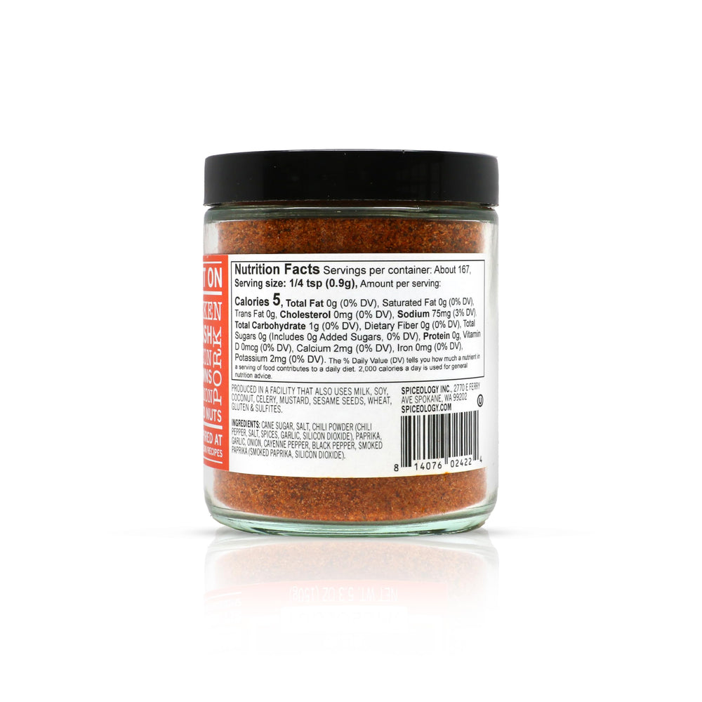 Spiceology label close-up highlighting fresh-ground seasoning quality