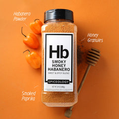 Spiceology close-up texture of granulated honey and spices, demonstrates caramelizing sugars