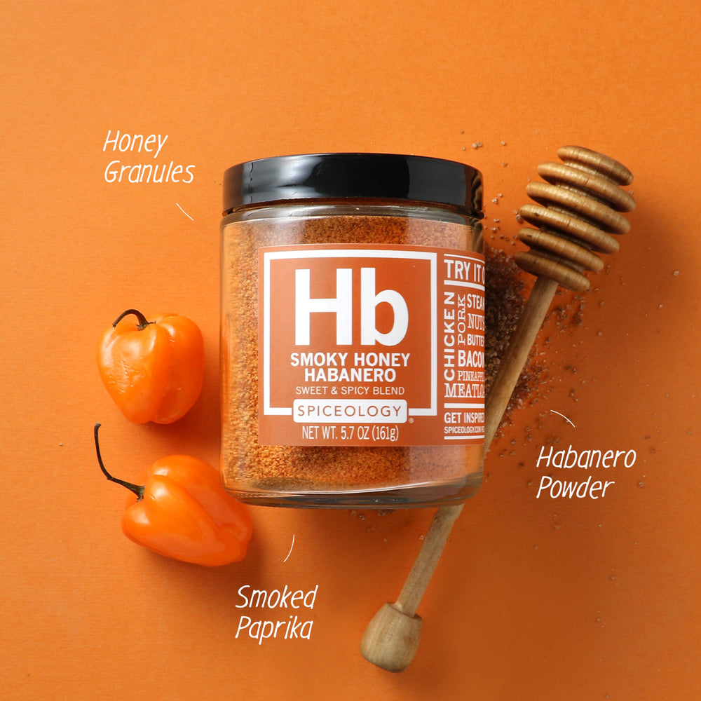 Close-up texture of granulated honey and smoked paprika from Spiceology