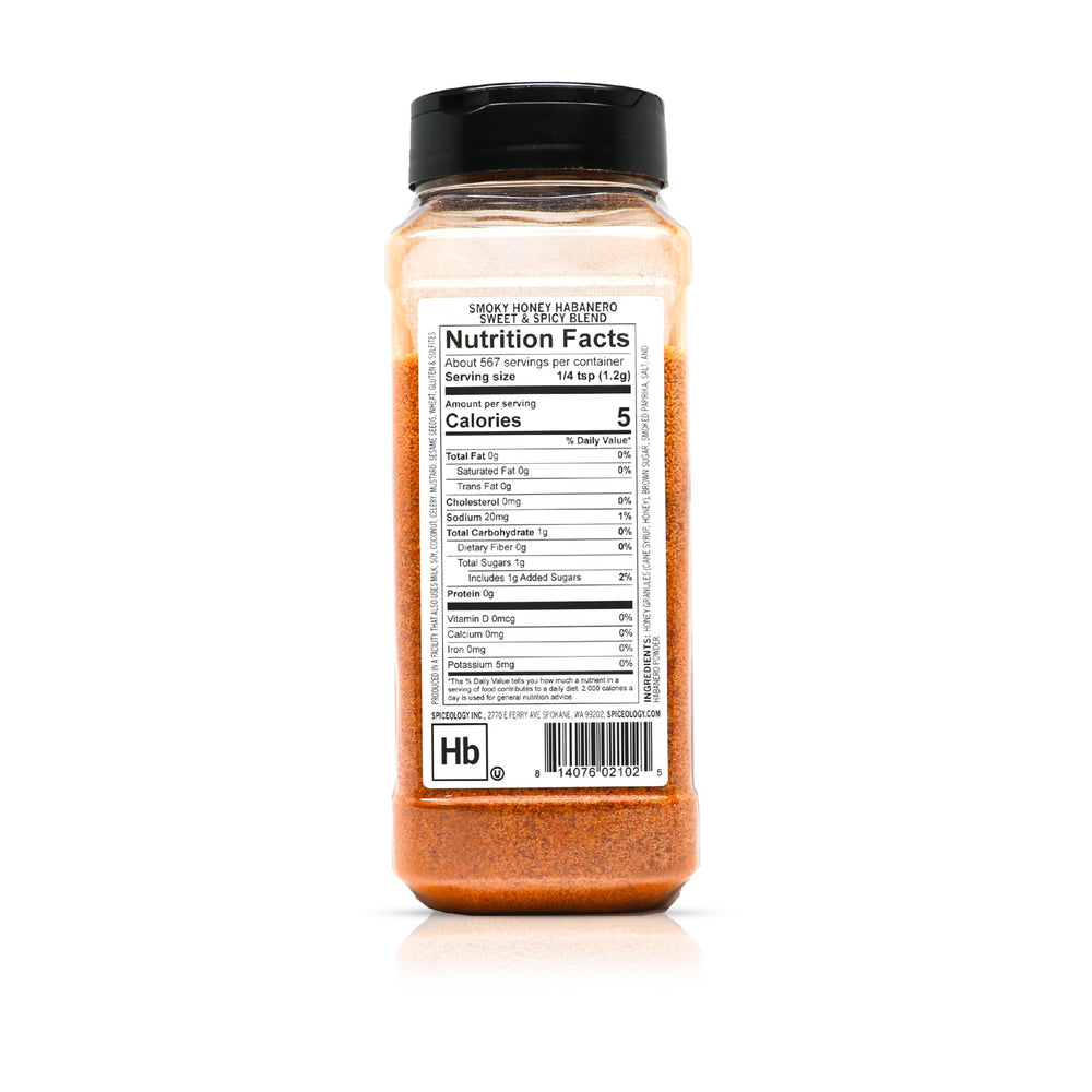 Spiceology open top view of seasoning jar displaying granular honey and spice mix, easy access