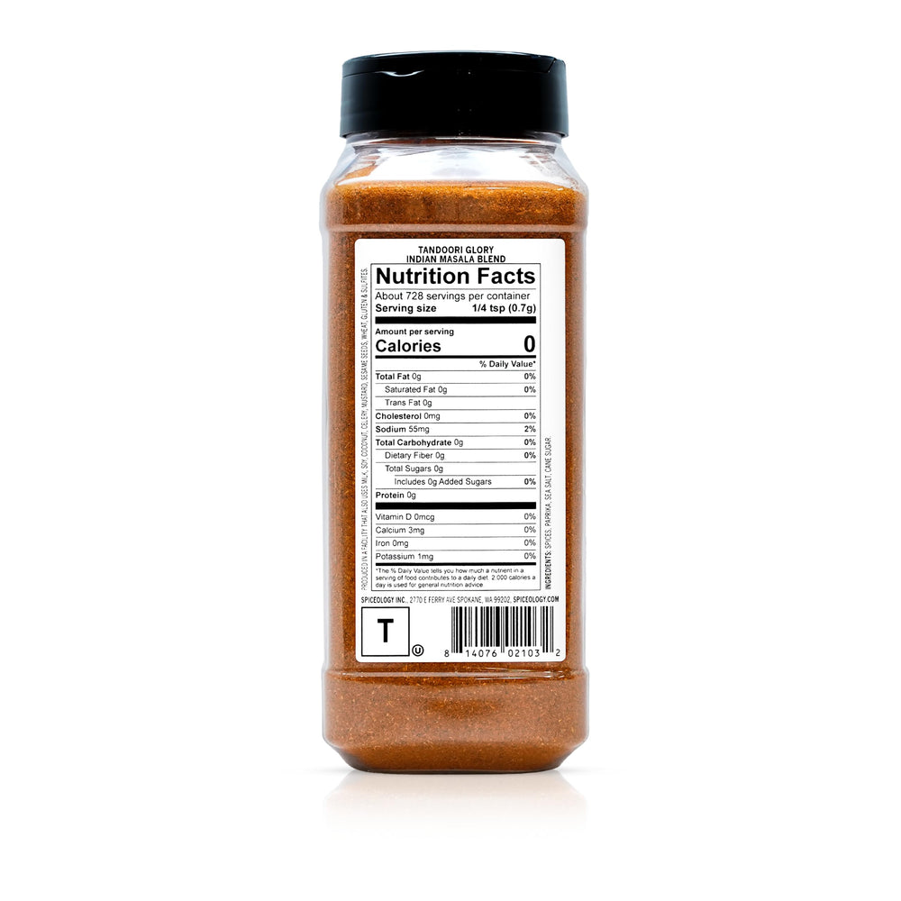 Spiceology label close-up highlighting tandoori masala ingredients and branding