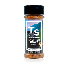 Spiceology Tennessee Smoke front packaging shows label and jar benefit fresh flavor