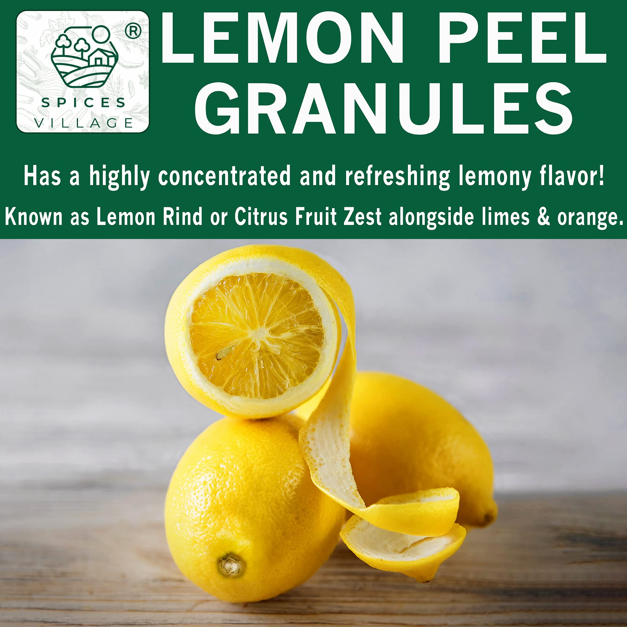 Slice of cake sprinkled with Spices Village lemon peel adding fresh citrus taste to desserts