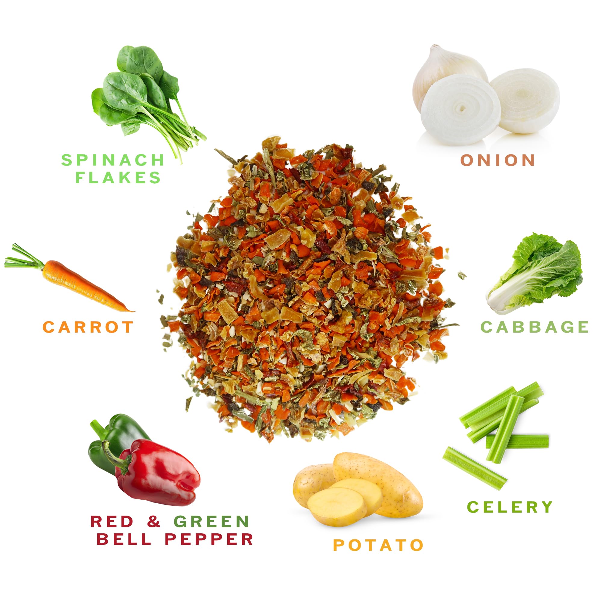 Spices Village dried vegetable pieces texture close-up showing crisp flakes for quick rehydration