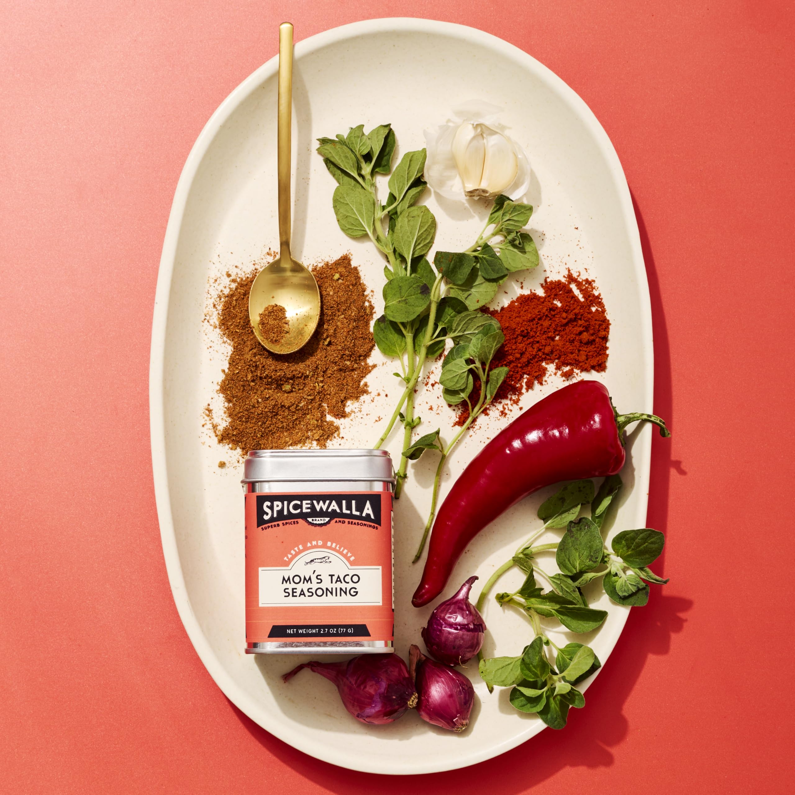 SPICEWALLA open tin revealing fresh taco spice, boosts weeknight flavor