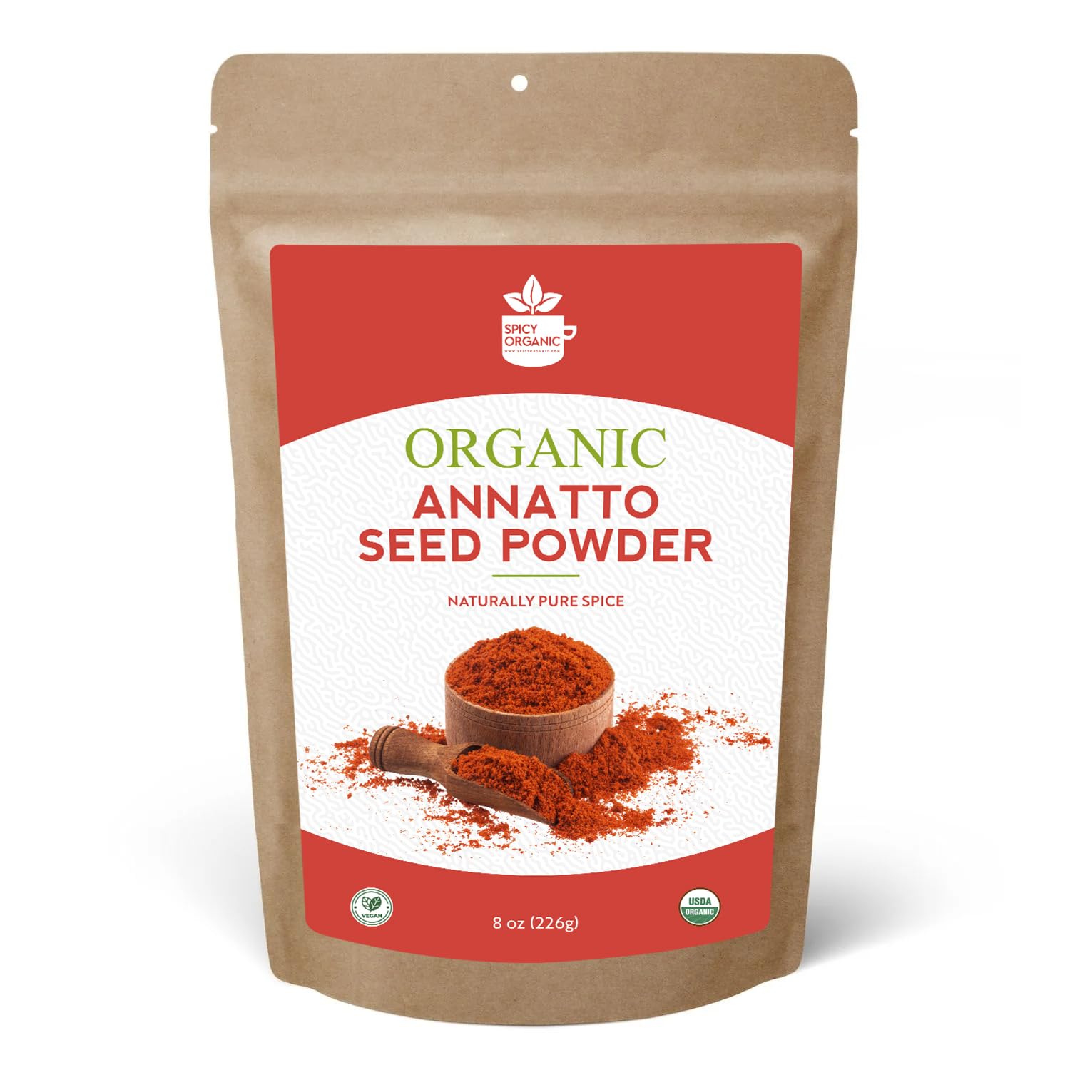 SPICY ORGANIC front packaging showing 16 oz bag and organic badge for pantry clarity