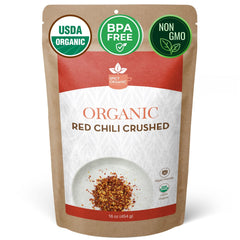 SPICY ORGANIC front packaging showing 16oz resealable pouch and bold color benefit
