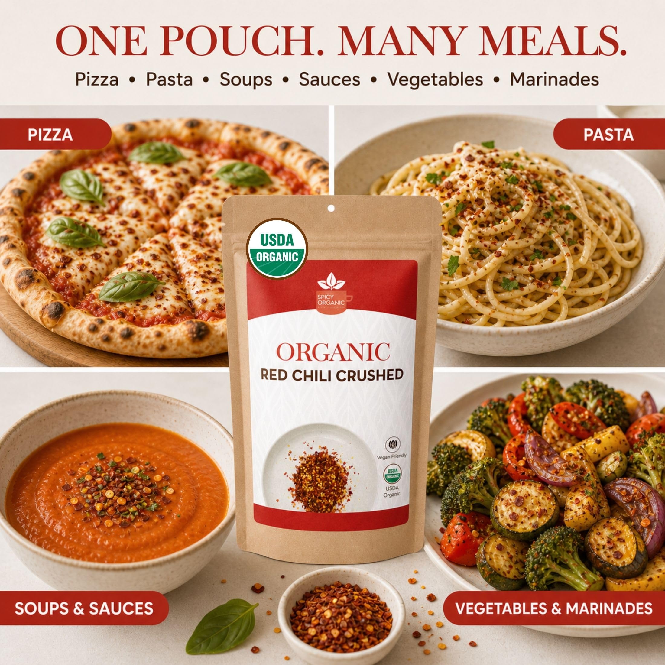 SPICY ORGANIC pouch zipper detail demonstrating resealable freshness benefit