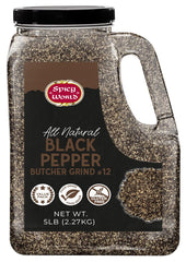 Spicy World front view of 5 lb bulk jar showing label and packaging benefit