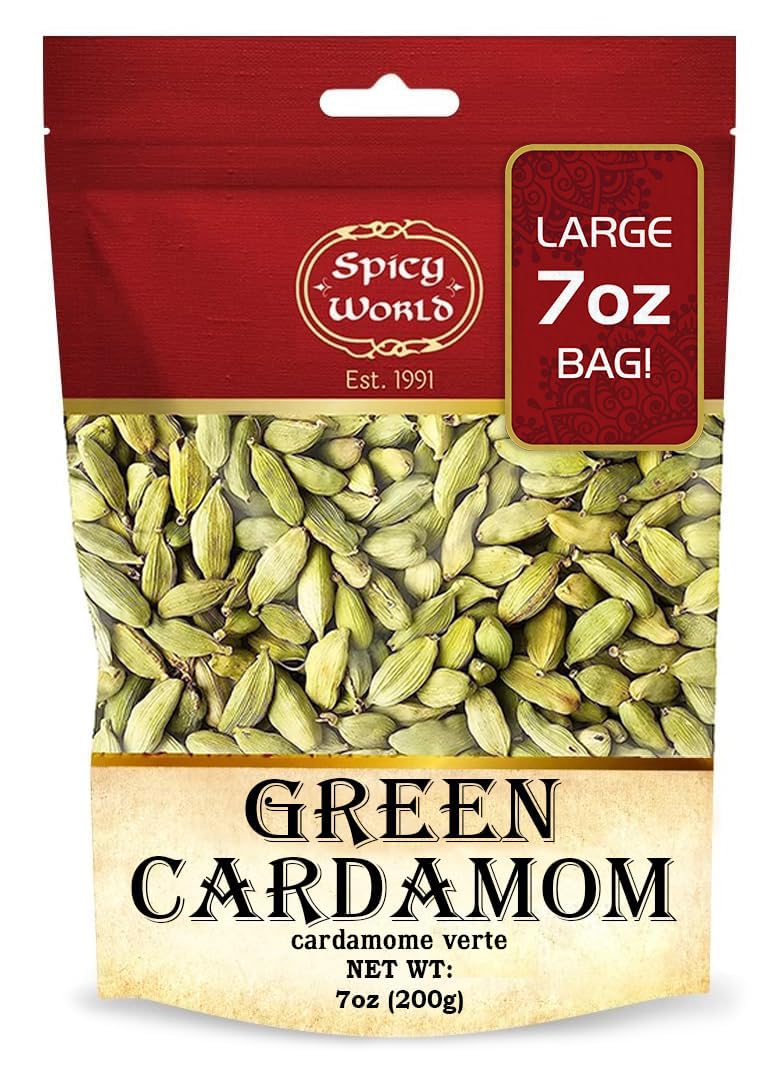 Spicy World front packaging showing 7 oz bag and label benefit freshness