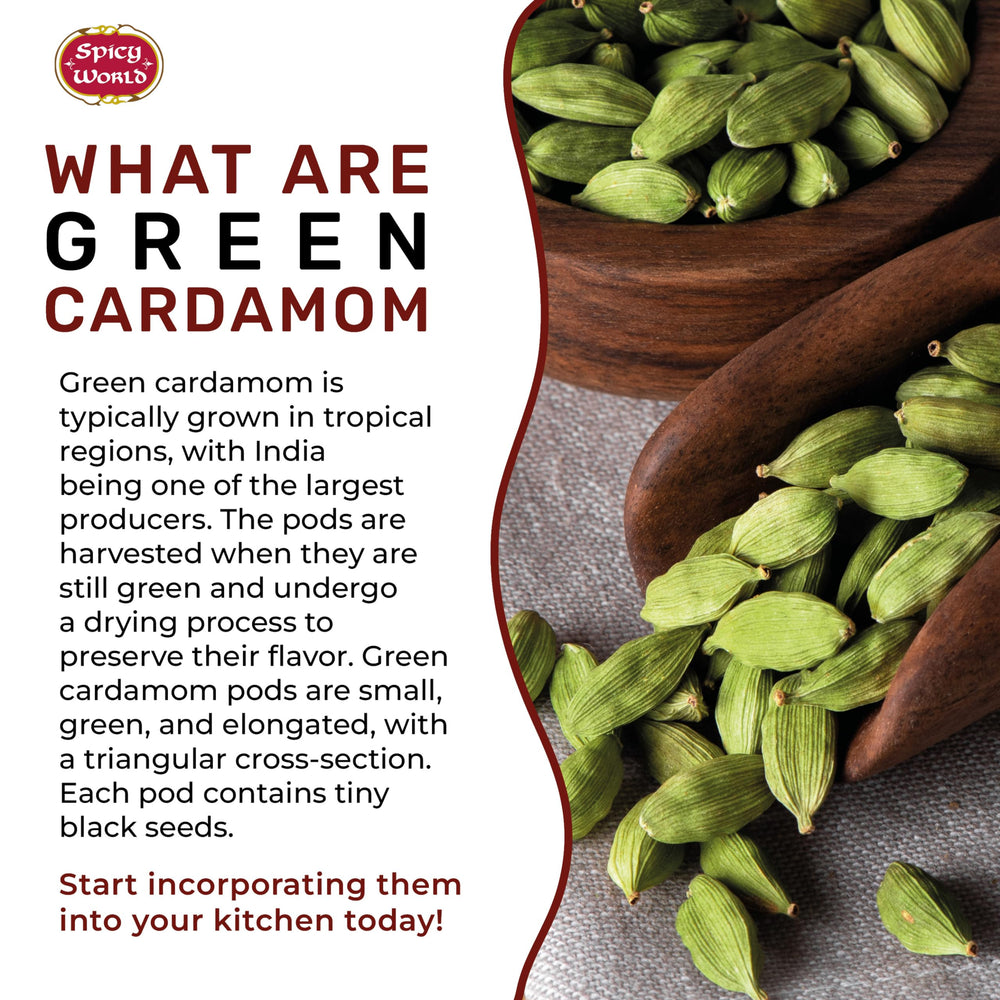 Spicy World revealing green seeds inside a pod for stronger, fresher grind