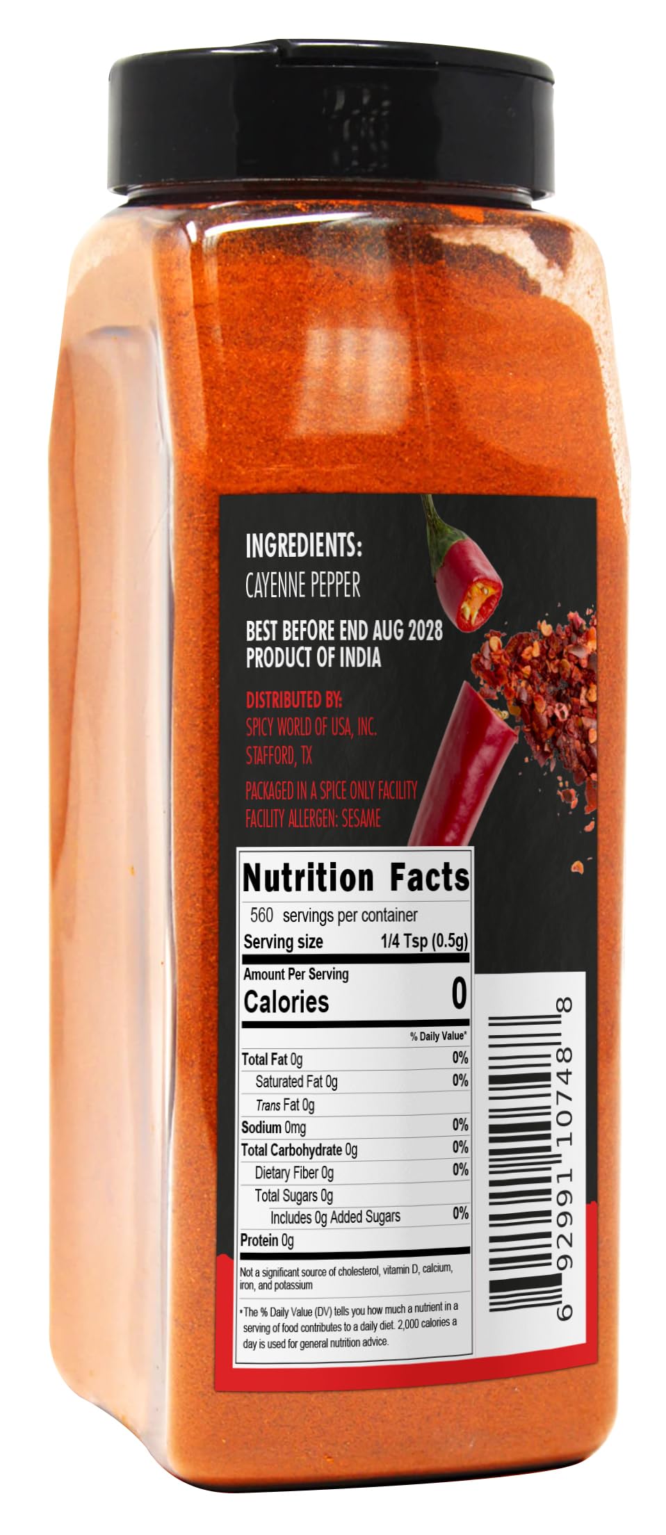 Spicy World close-up of fine cayenne texture highlighting fresh red color and potent aroma
