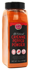 Spicy World jar front view showing 16oz label and bold pepper color for dependable supply