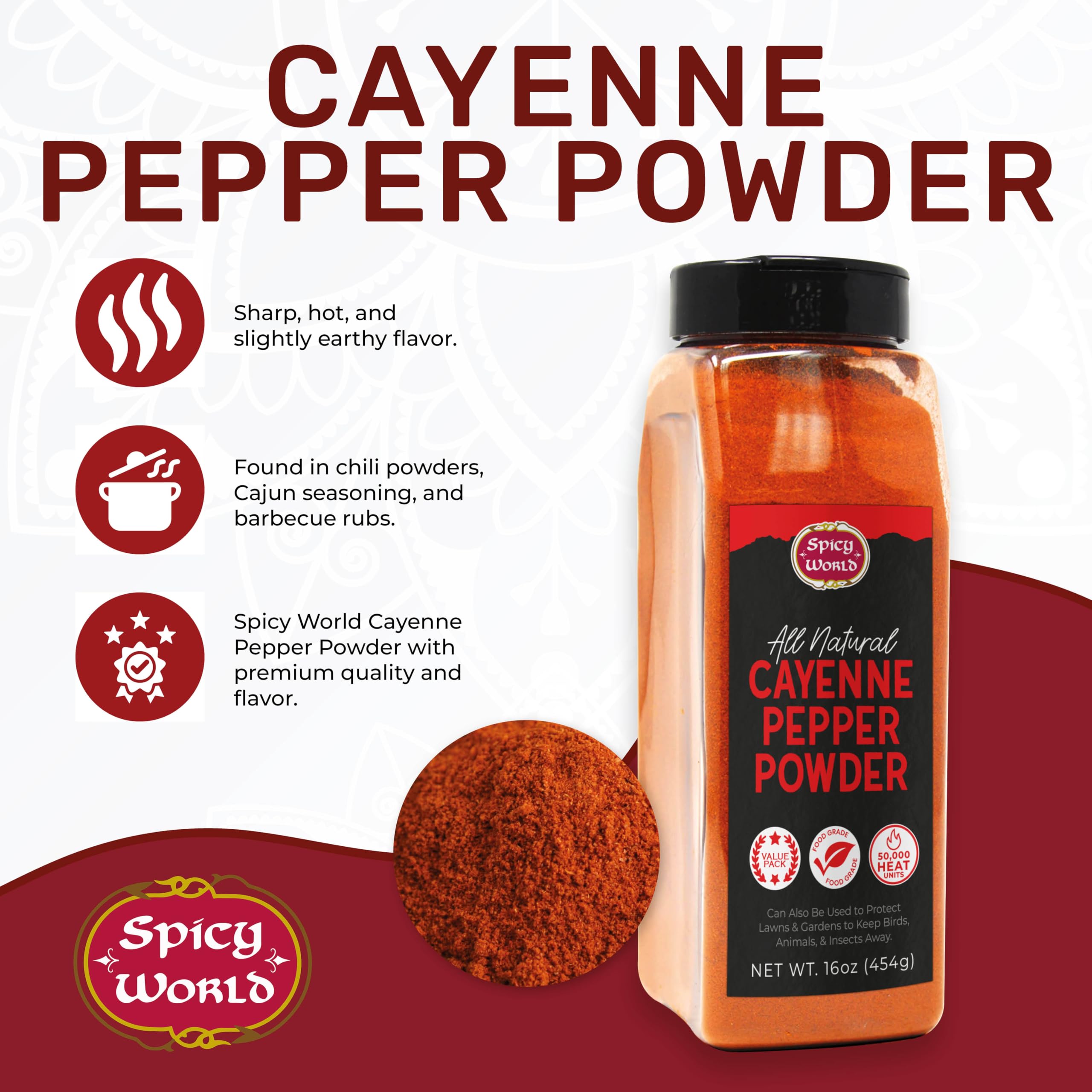 Spicy World label detail showing origin and gluten-free claim for ingredient transparency