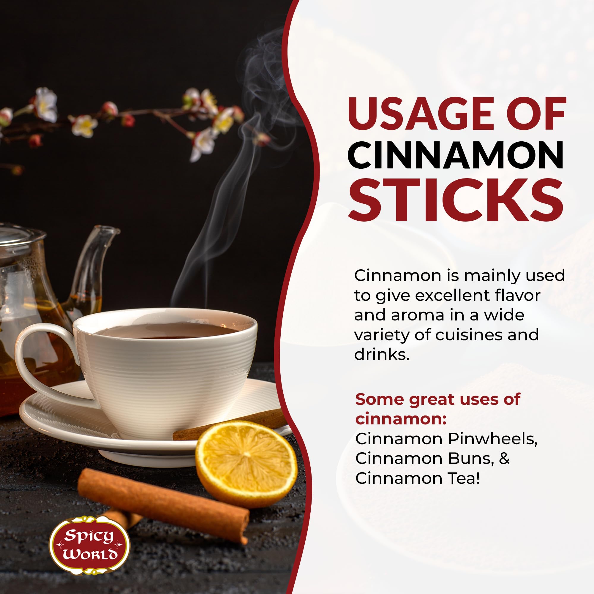 Spicy World cinnamon stick steeping in teapot infusing beverages with warm flavor
