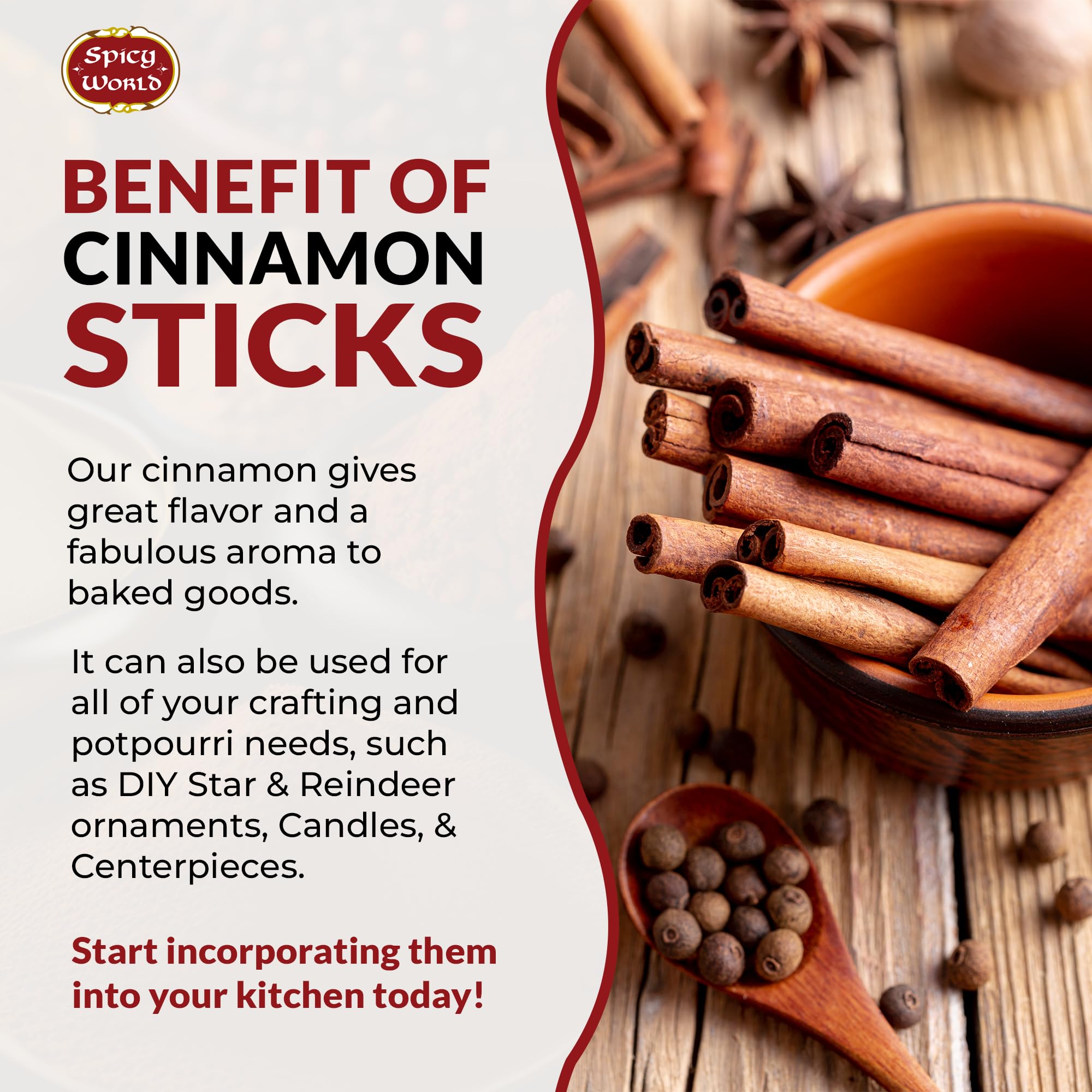 Spicy World sticks beside a ruler demonstrating 3+ inch length for predictable portioning