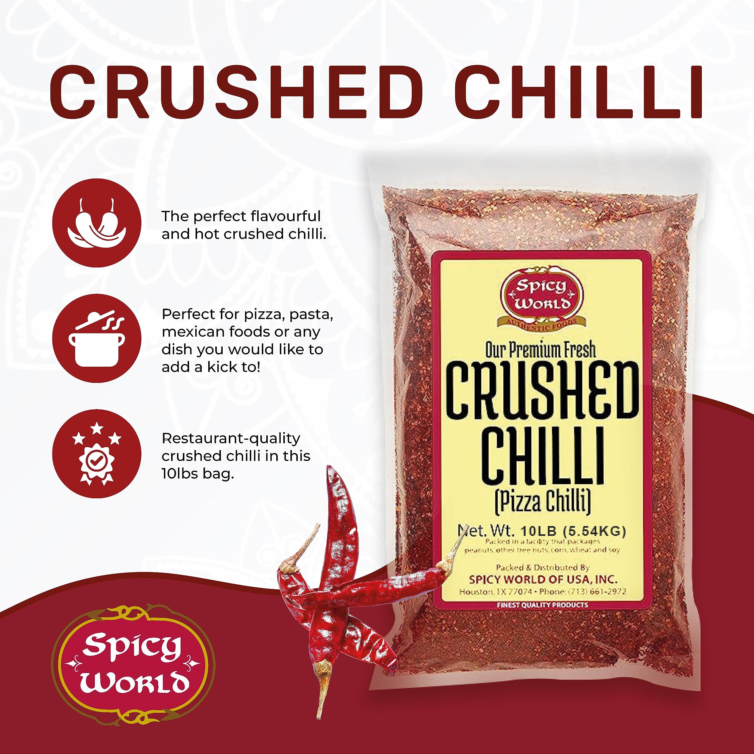 Spicy World close-up of crushed red pepper texture showing vibrant color and aroma
