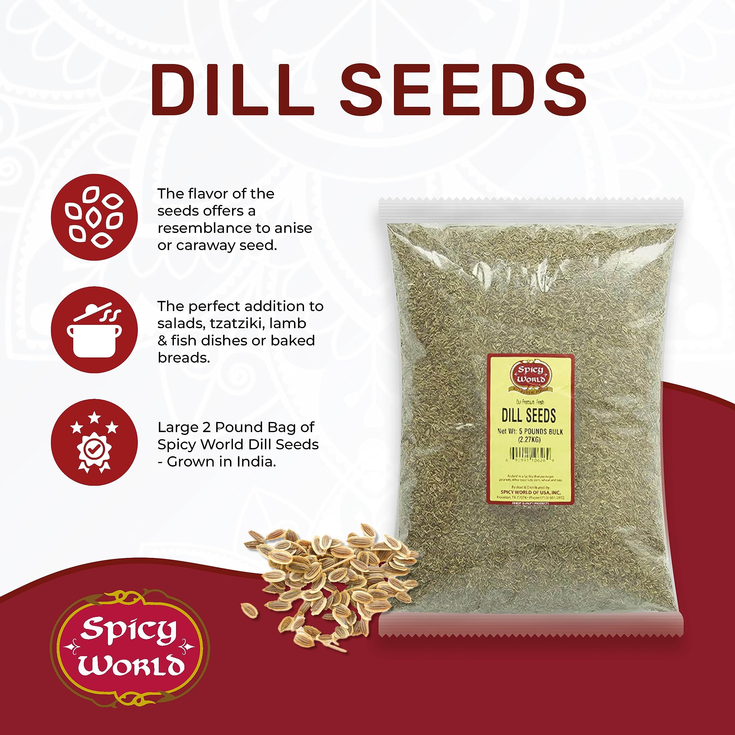 Spicy World close-up of whole dill seed texture showing freshness and aroma
