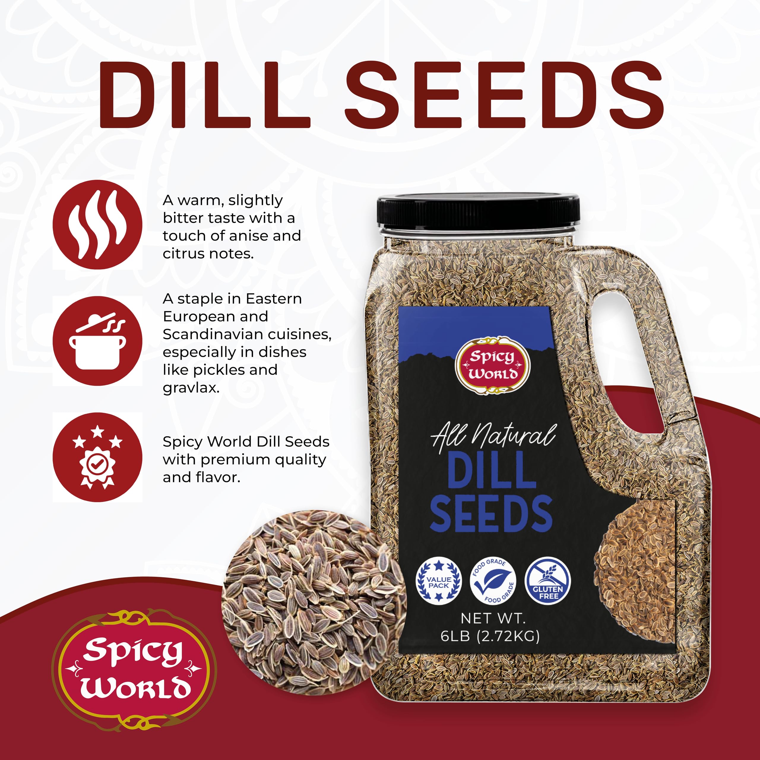 Spicy World close-up of dill seed texture highlighting fresh aroma