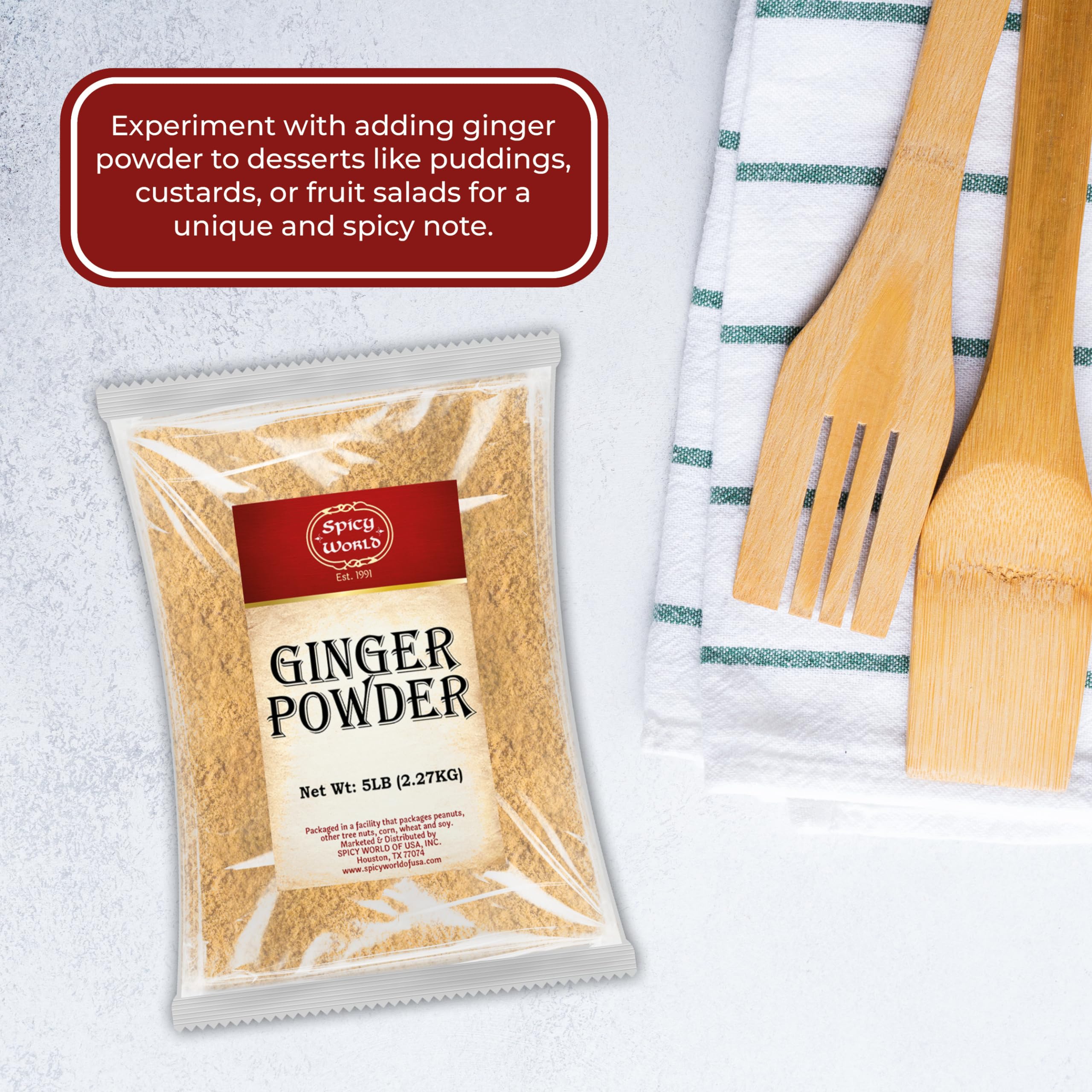 Spicy World product label detail highlighting ingredient clarity and brand trust