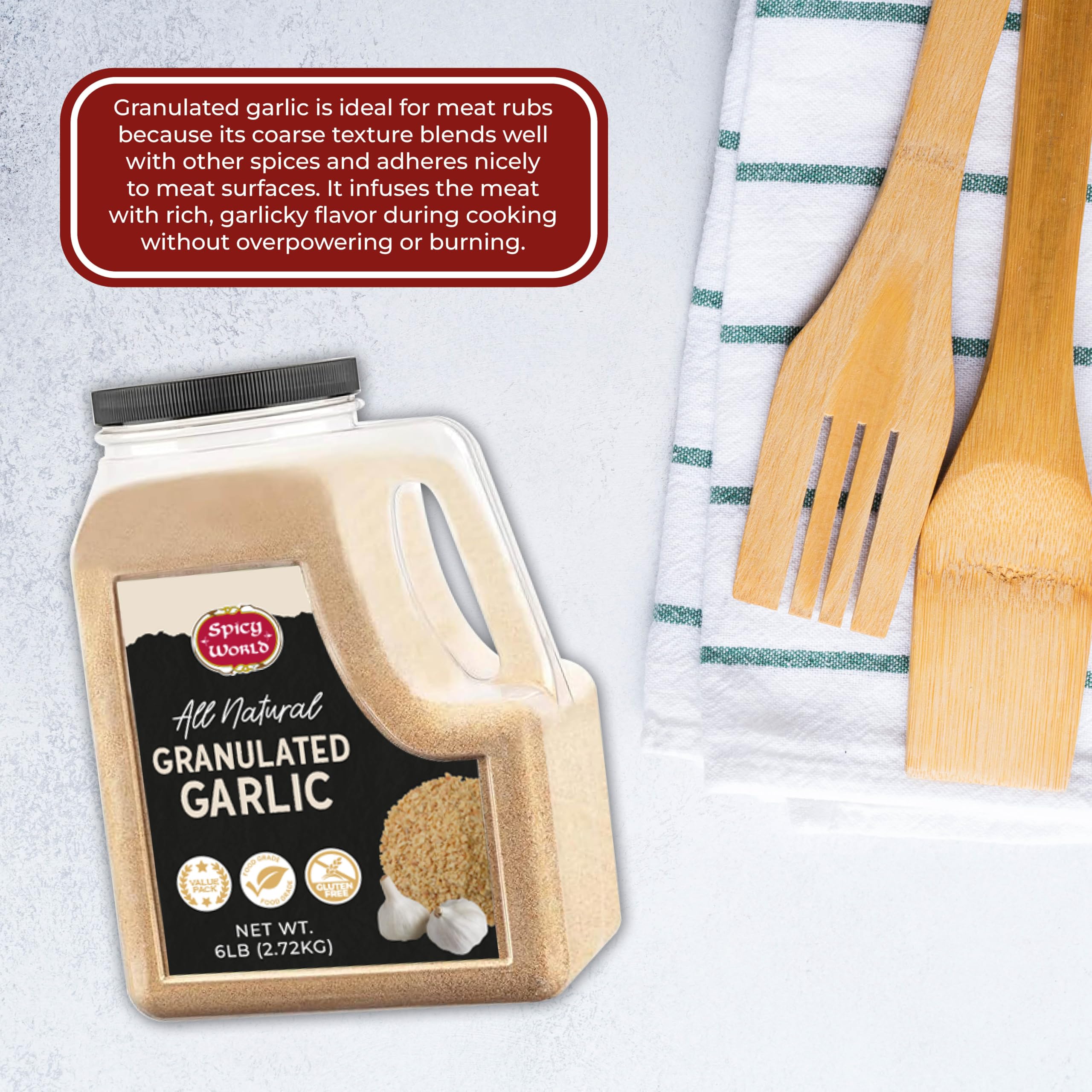Spicy World jar stored on a pantry shelf, organized bulk storage and long shelf life