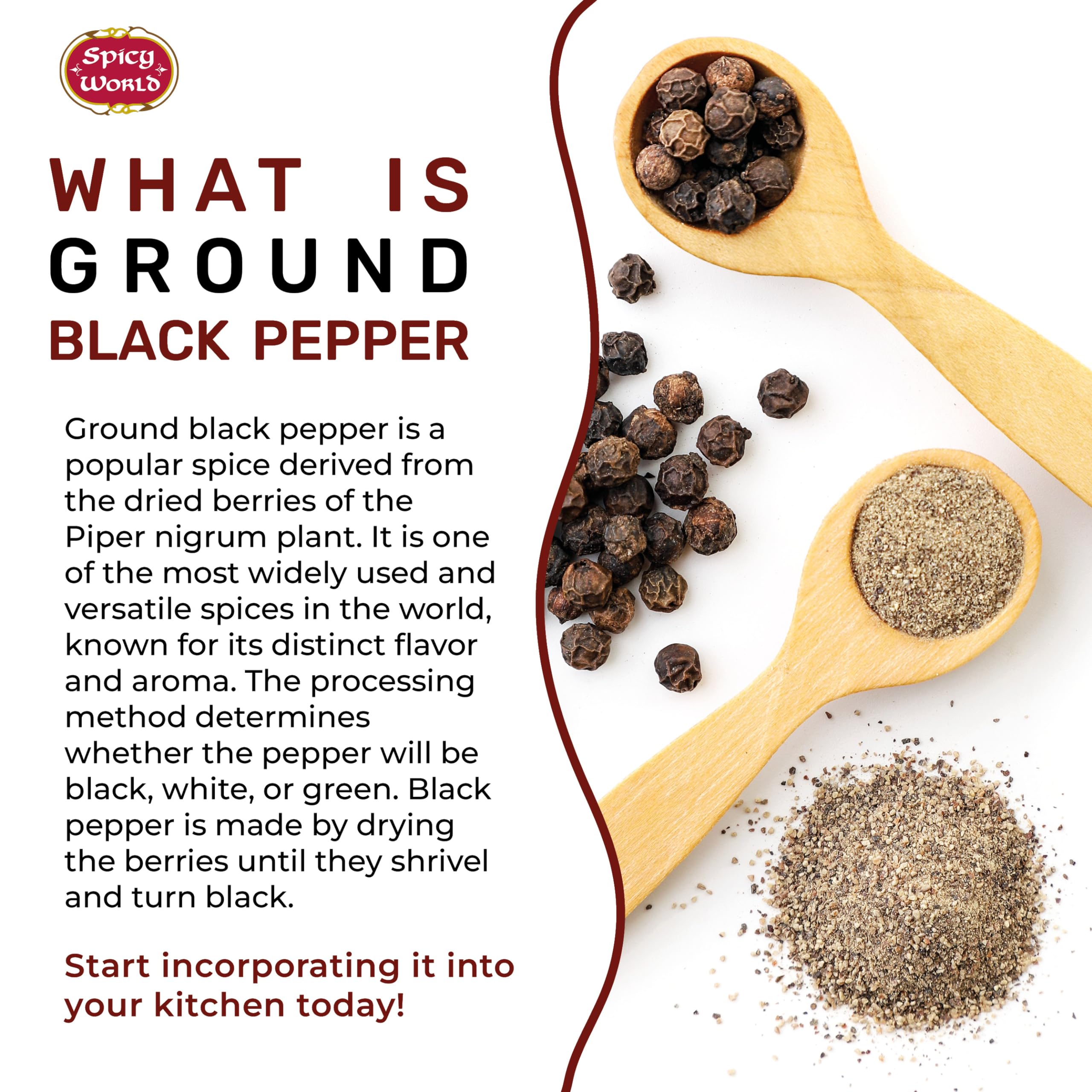 Close-up of Spicy World fine grind texture highlighting uniform particles and quick blend
