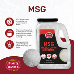 Spicy World fine MSG crystals close-up showing smooth texture and fast dissolving