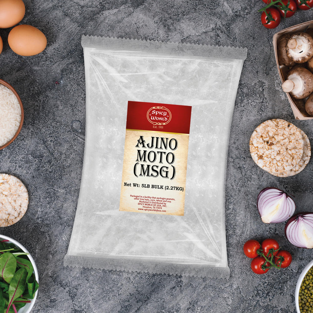 Spicy World MSG label and nutrition panel for ingredient transparency