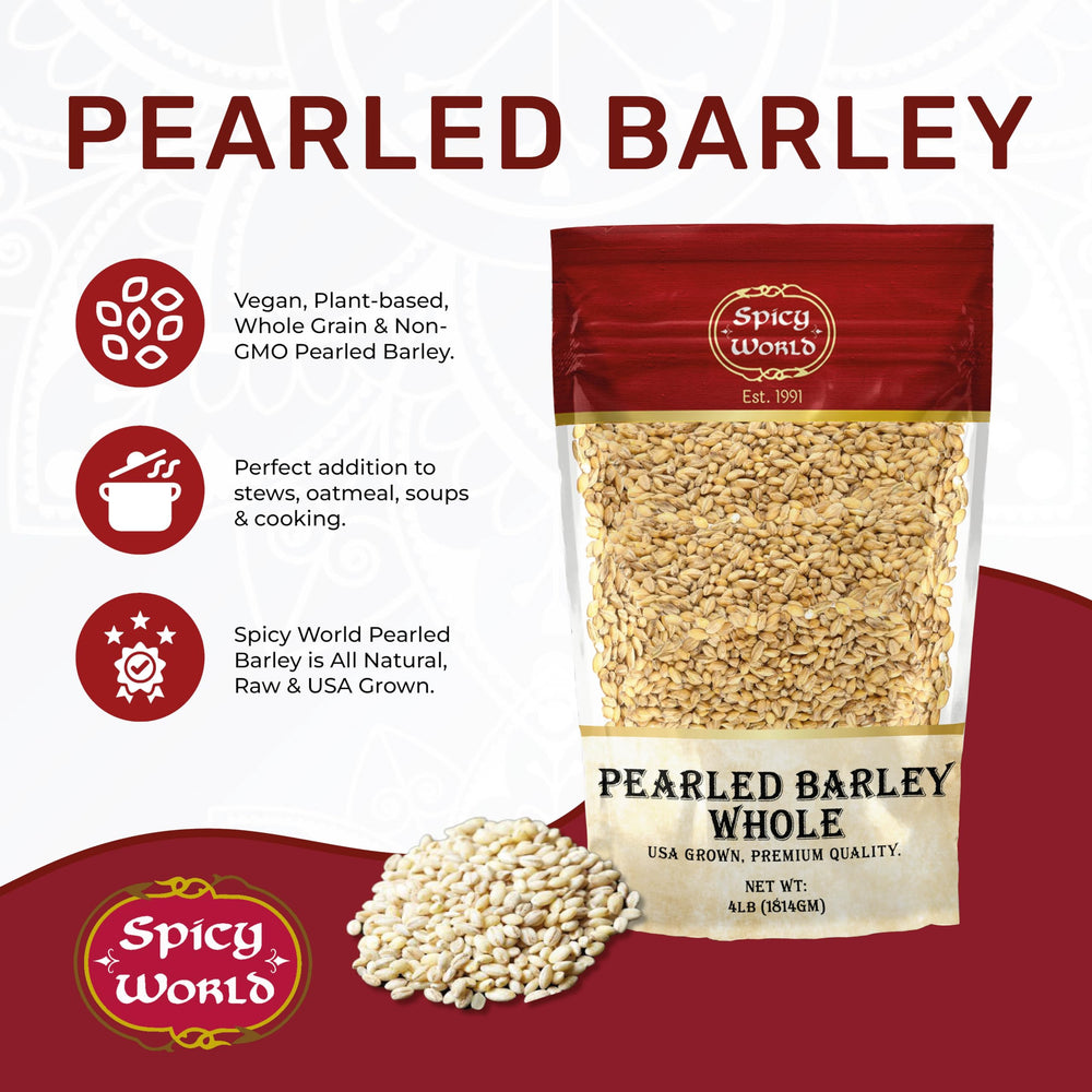 Spicy World close-up of pearled barley texture offering visual quality