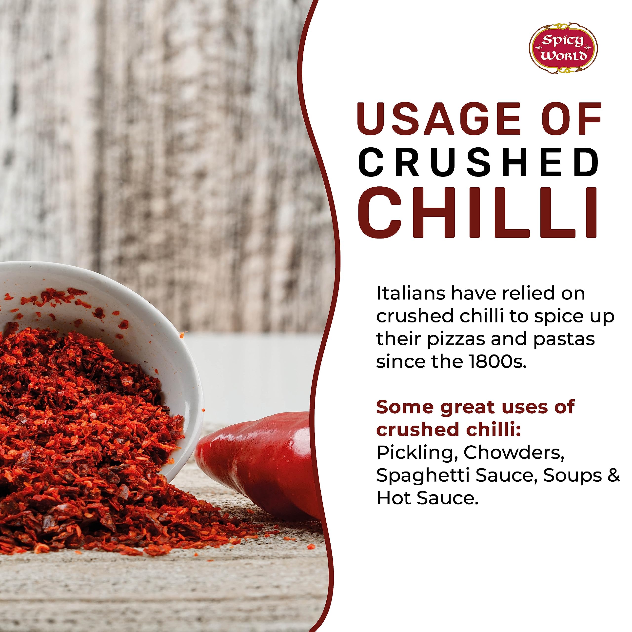 Spicy World measured scoops beside scale illustrating portion control and value