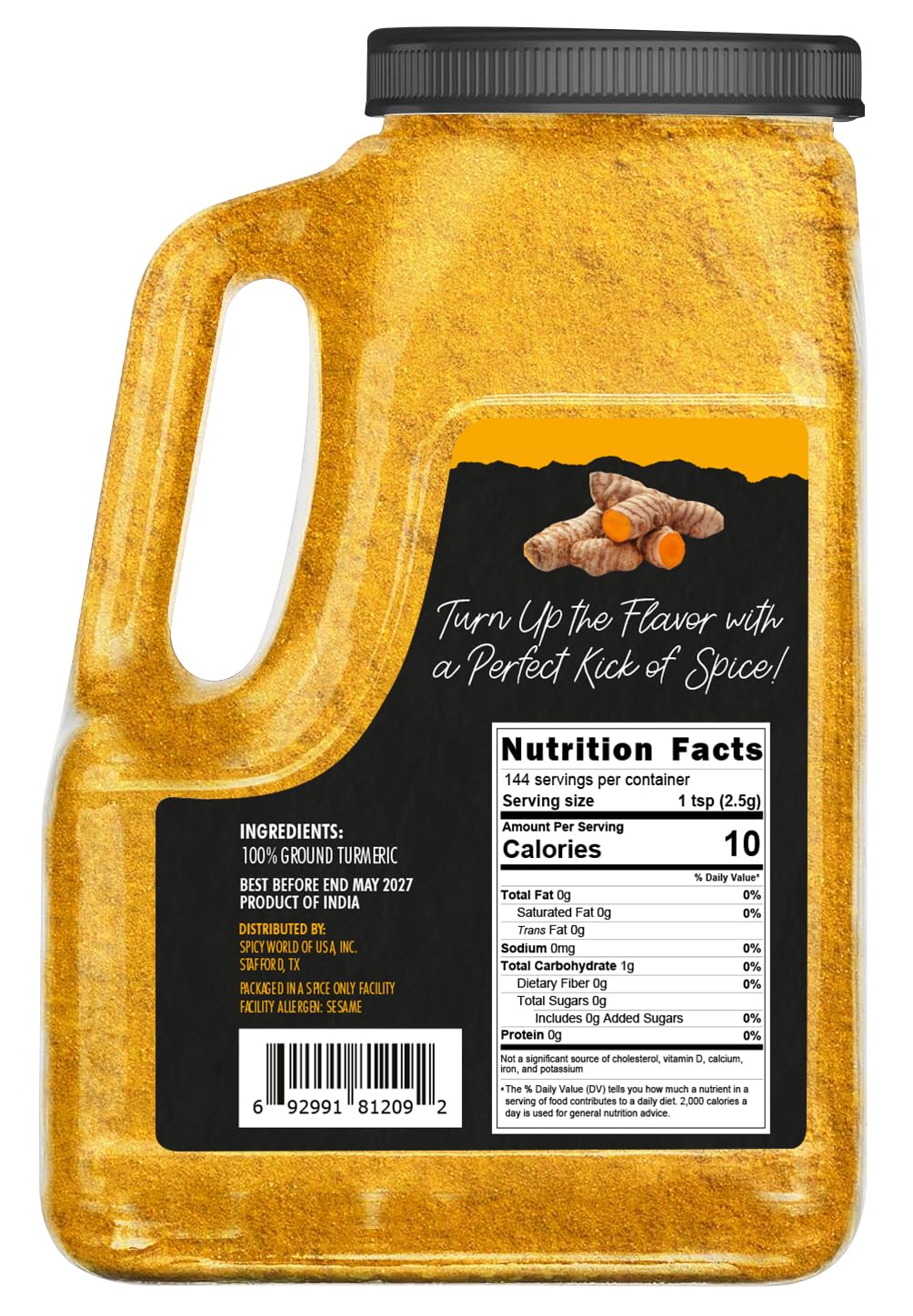 Spicy World close-up of finely ground turmeric texture highlighting easy blending