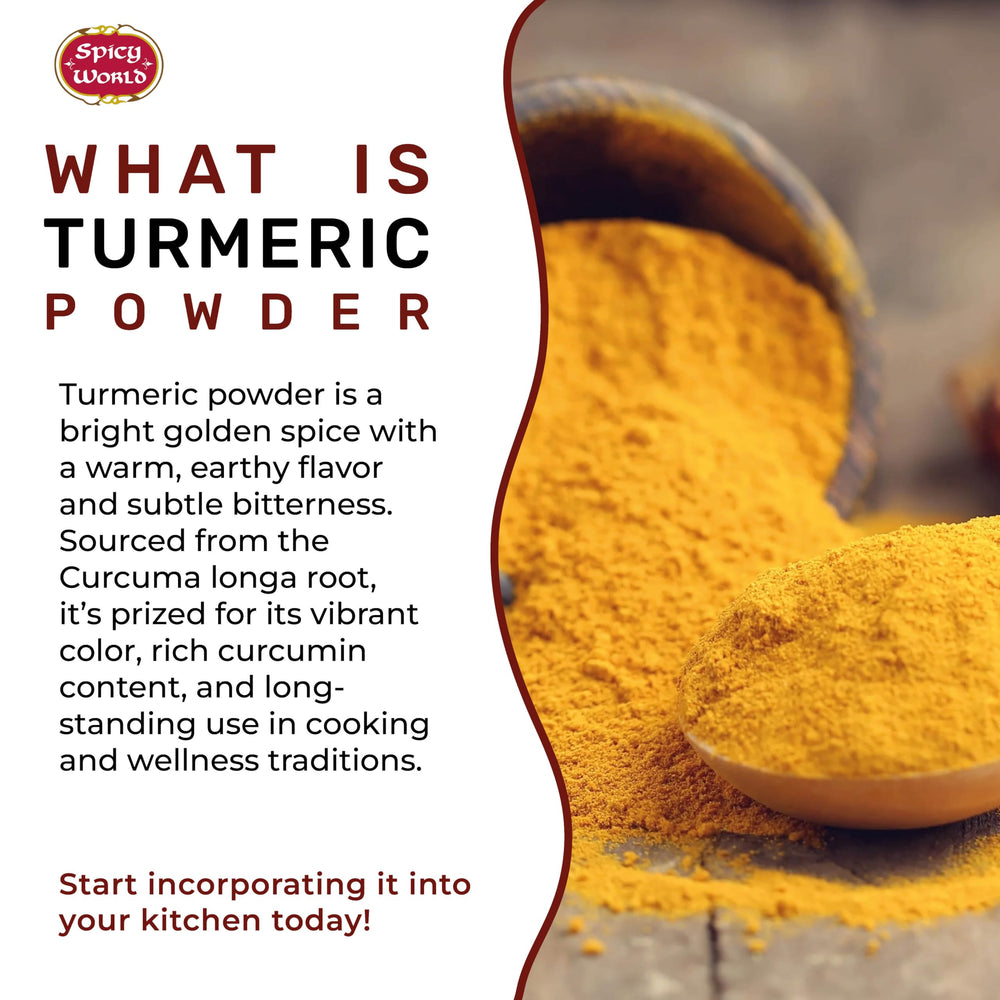 Spicy World turmeric mixed into a simmering sauce adding warm color and depth