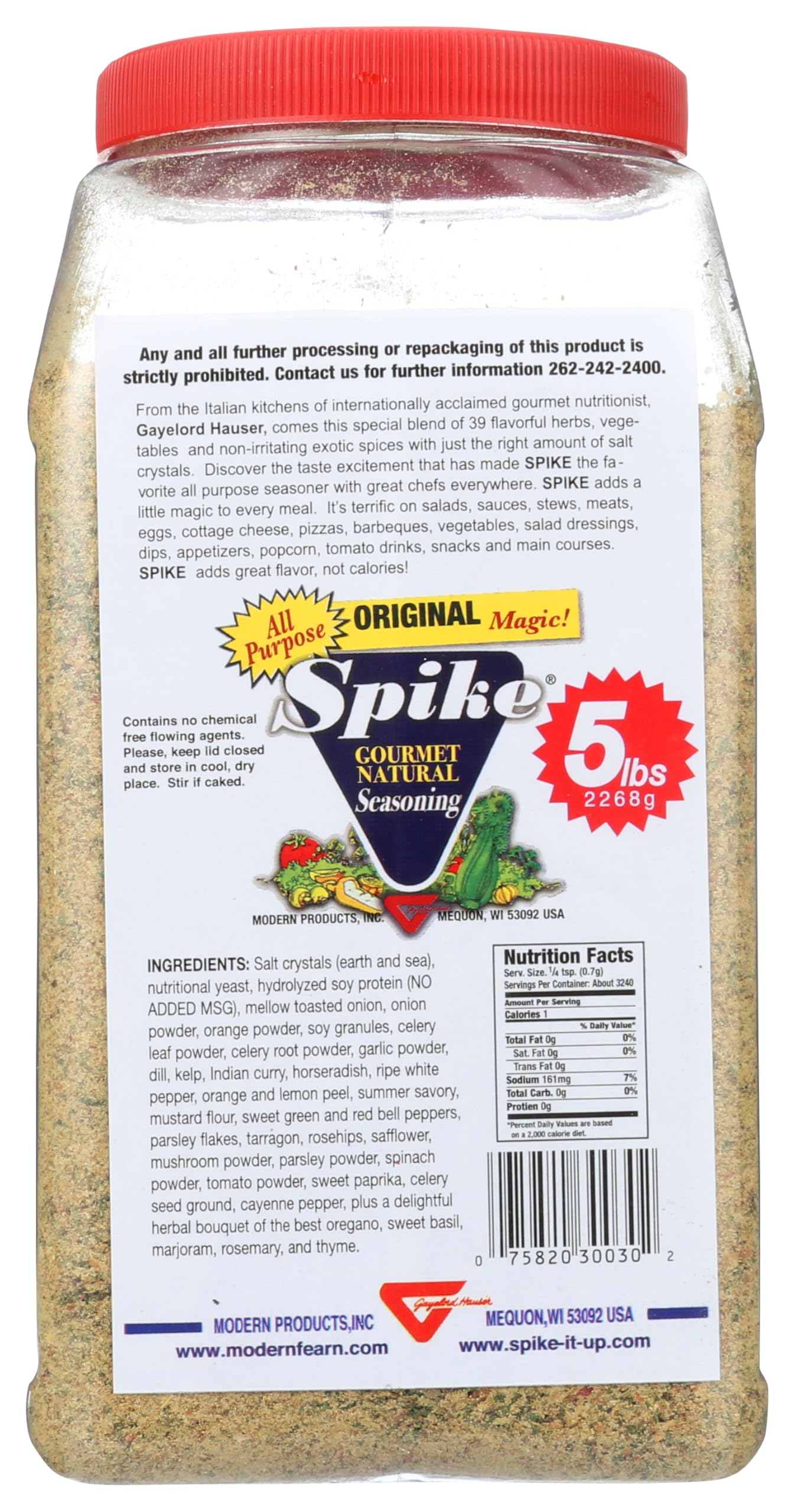 Spike original seasoning front bag showing packaging and bulk size benefit