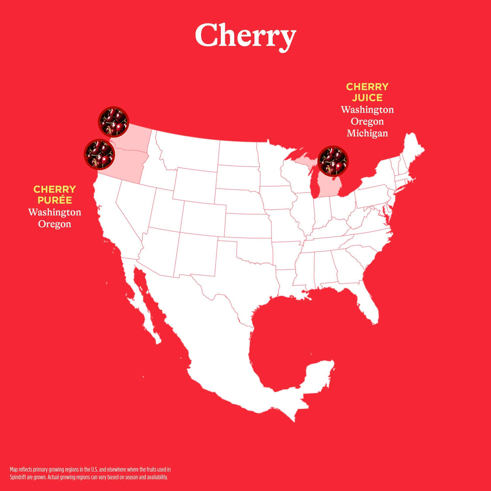 Spindrift cherry can close-up label highlighting brand and natural ingredient transparency