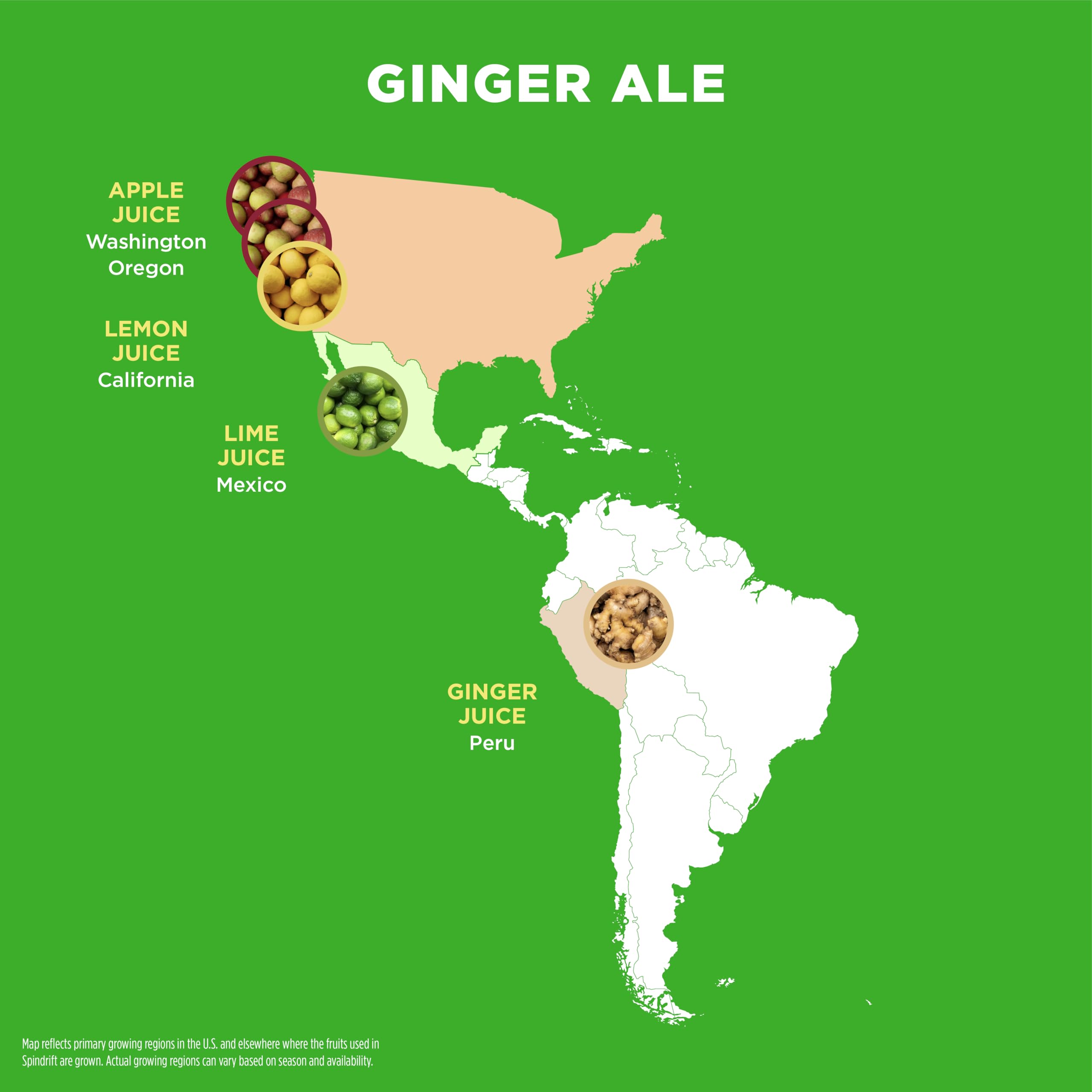 Spindrift ginger ale can close-up showing ingredient list and freshness benefit