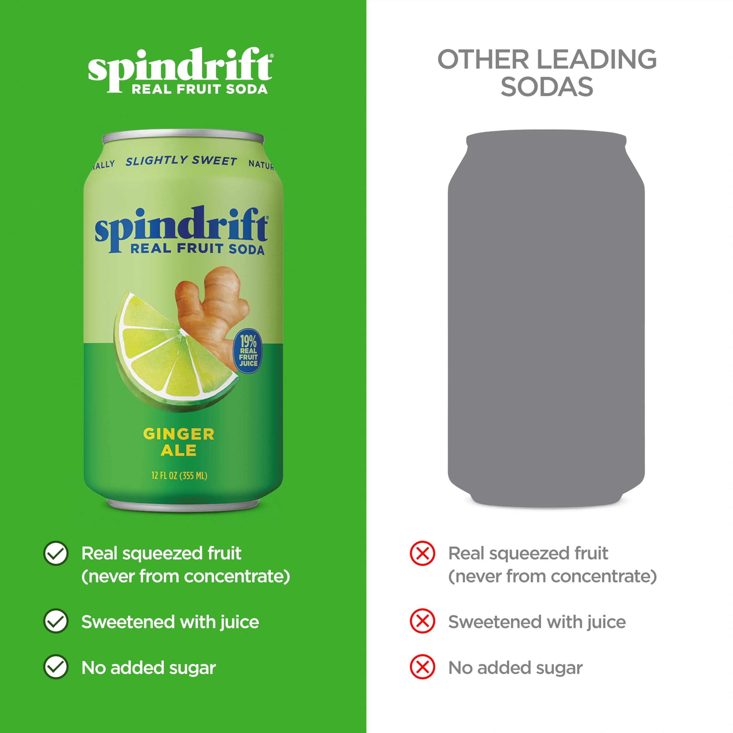 Spindrift ginger ale pouring into glass with ice highlighting crisp refreshment