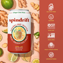 Spindrift Ginger Lime Mule pack of 24 cans stacked for convenient entertaining