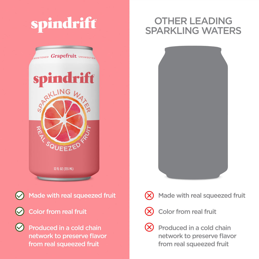 Spindrift grapefruit closeup showing pulp texture and fuller real fruit flavor