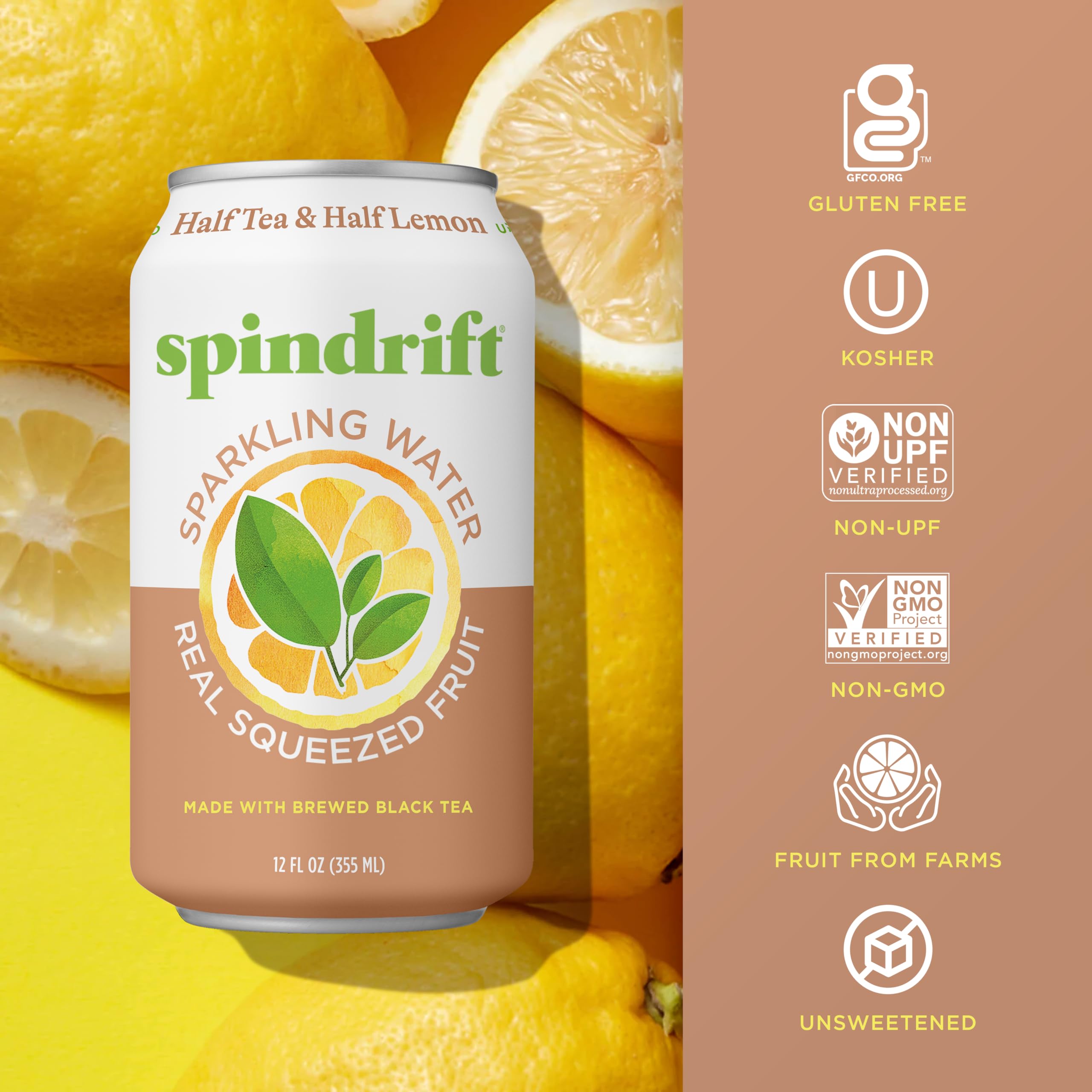 Hand holding Spindrift can demonstrating 12 fl oz size and grab-and-go convenience