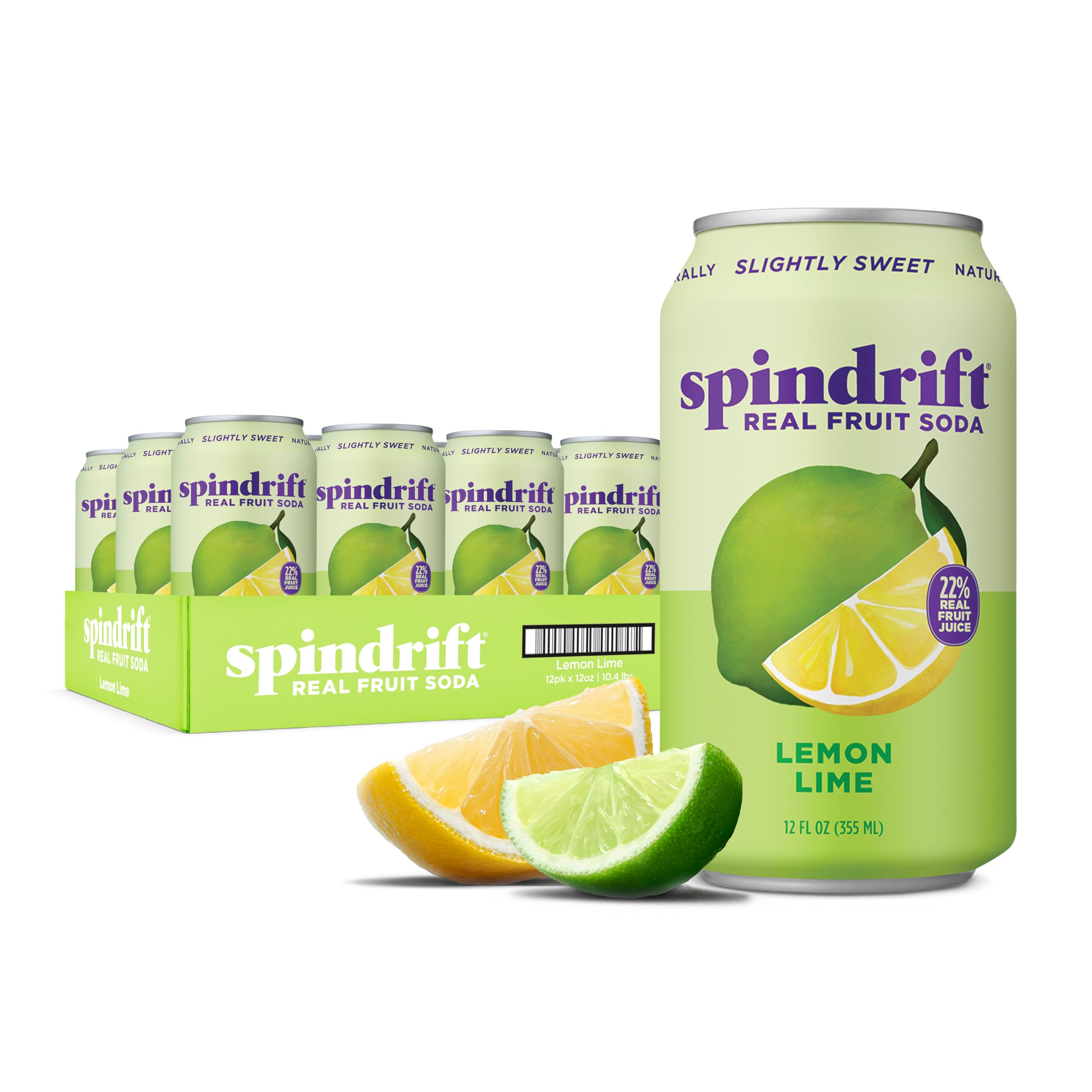 Spindrift lemon lime front packaging showing natural ingredients and benefits