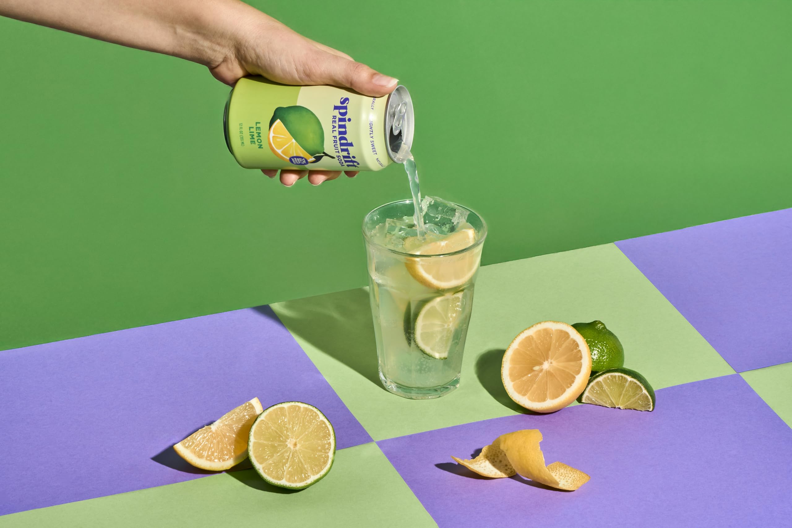 Spindrift lemon lime can held in hand for scale and convenient single-serve benefit