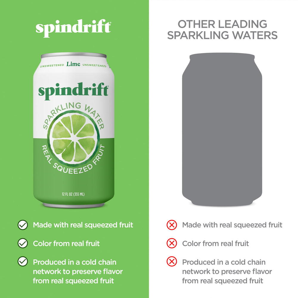 Spindrift lime 24 pack boxed cans showing bulk packaging and convenience