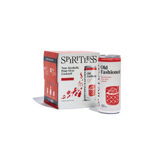 Spiritless front packaging showing four cans and ready-to-drink convenience