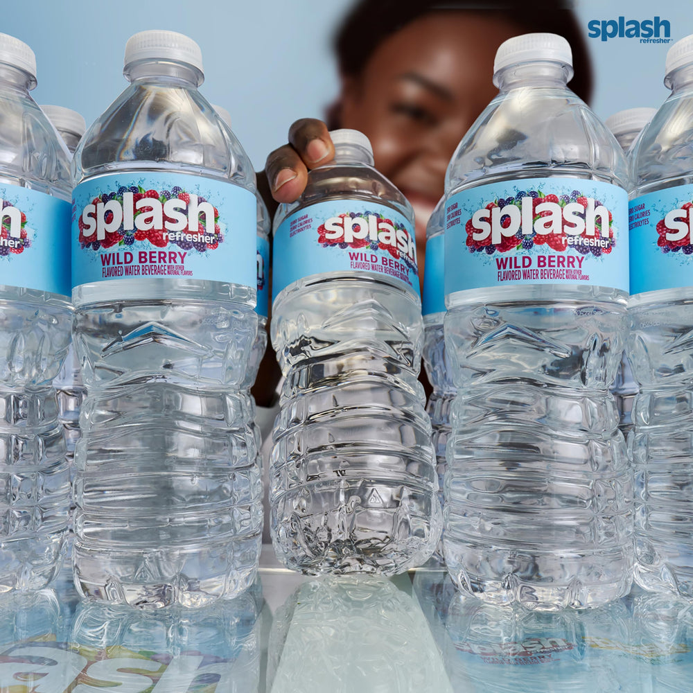 SPLASH REFRESHER bottles stored in fridge, chilled ready-to-drink convenience