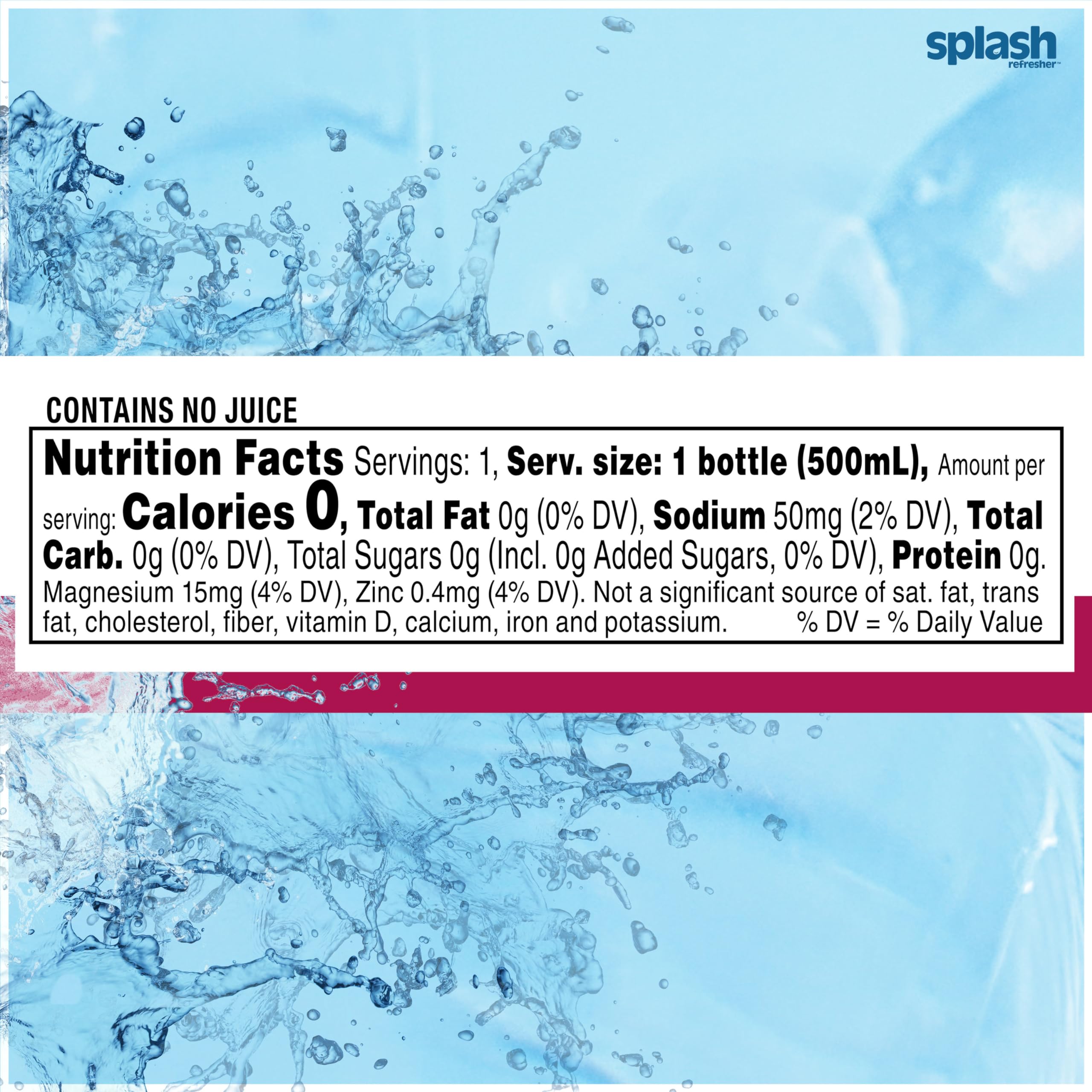 SPLASH REFRESHER next to a soda can, demonstrates lower-calorie alternative