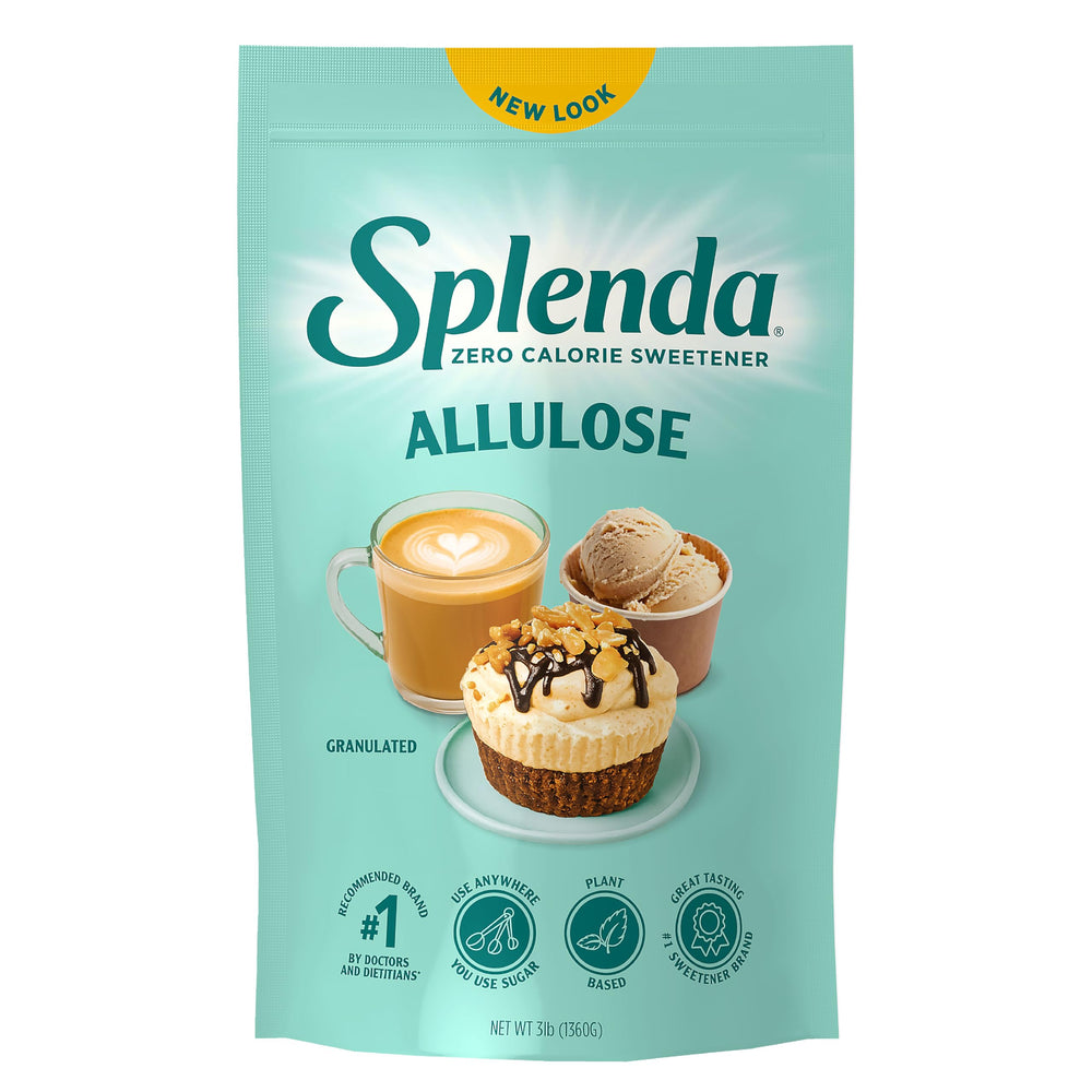 SPLENDA front pouch showing product and resealable pouch benefit