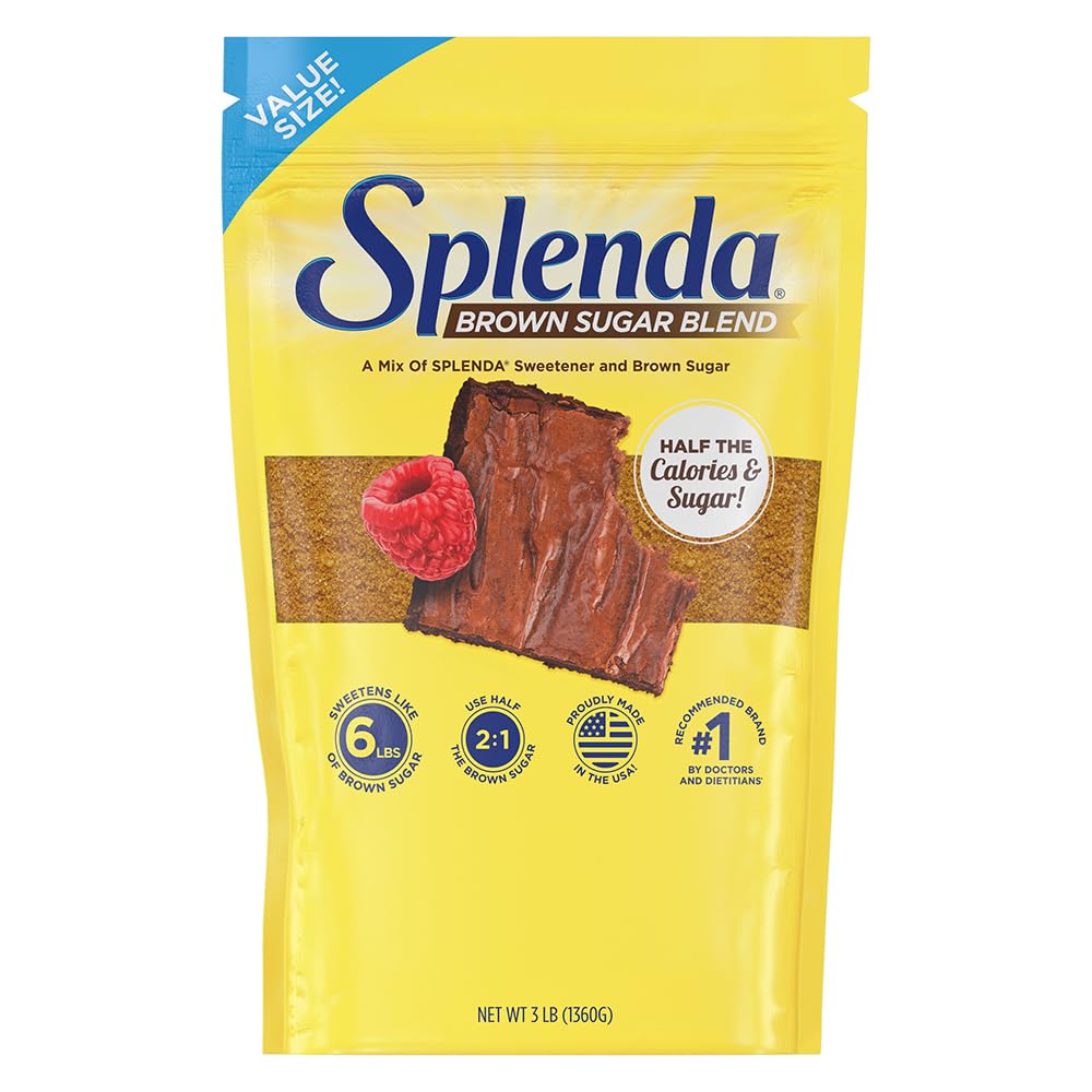 SPLENDA front packaging showing 3 pound resealable bag and label benefits