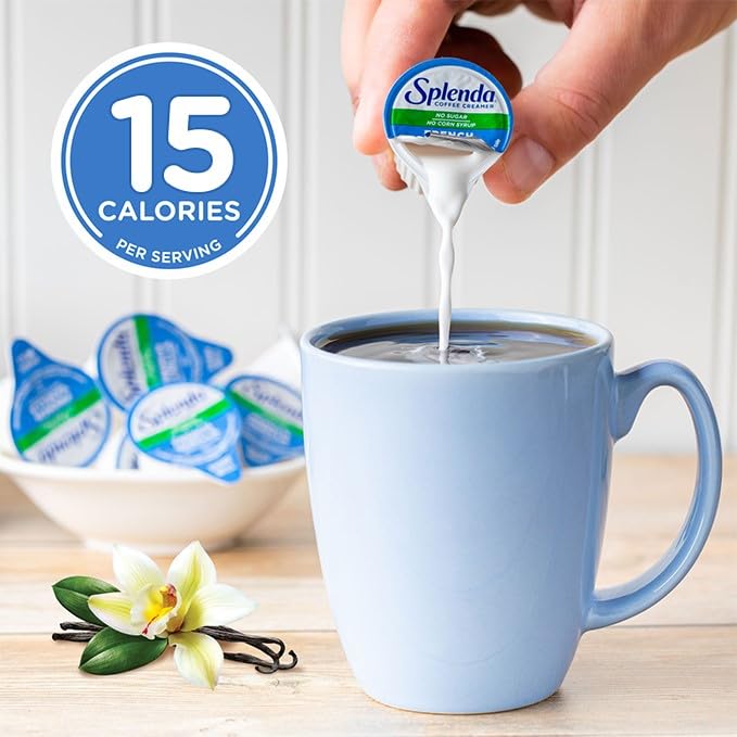 SPLENDA single-serve cups beside a standard mug to show portion size