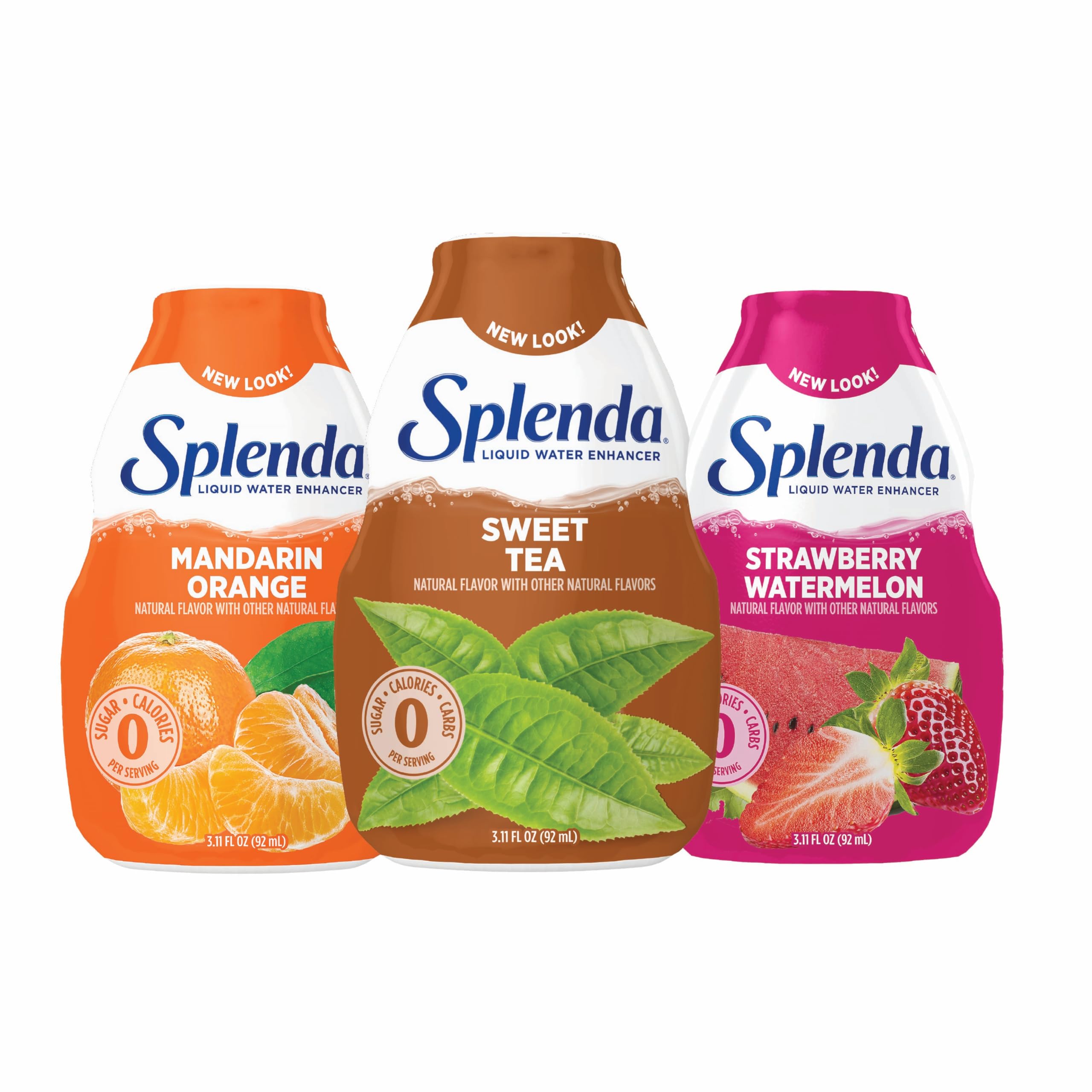 SPLENDA front packaging showing three bottles and convenient variety